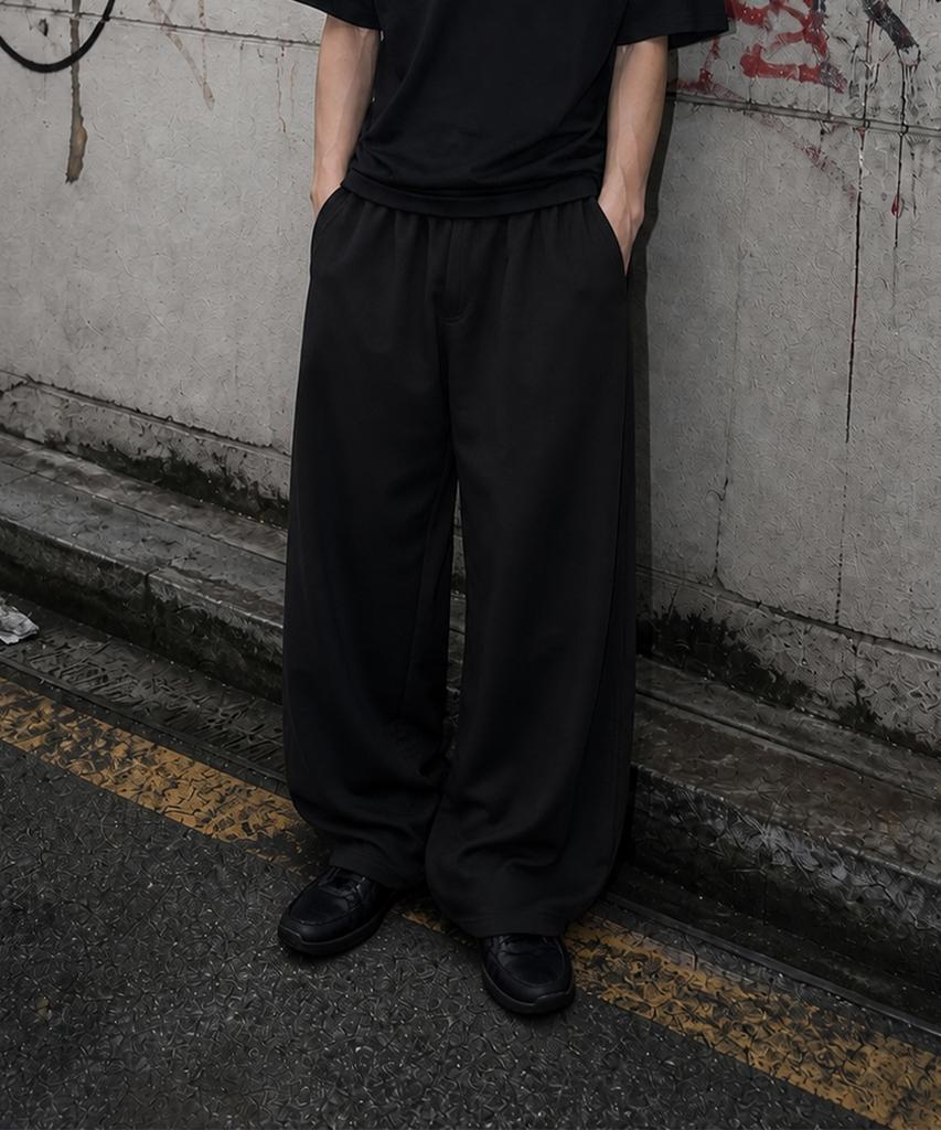 SAINTPAIN Sp Wide Elastic Waist Slacks Black
