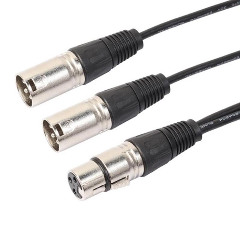 3-Pin Xlr Male To Dual Xlr Female Y Splitter Audio Adapter Cable For Microphone