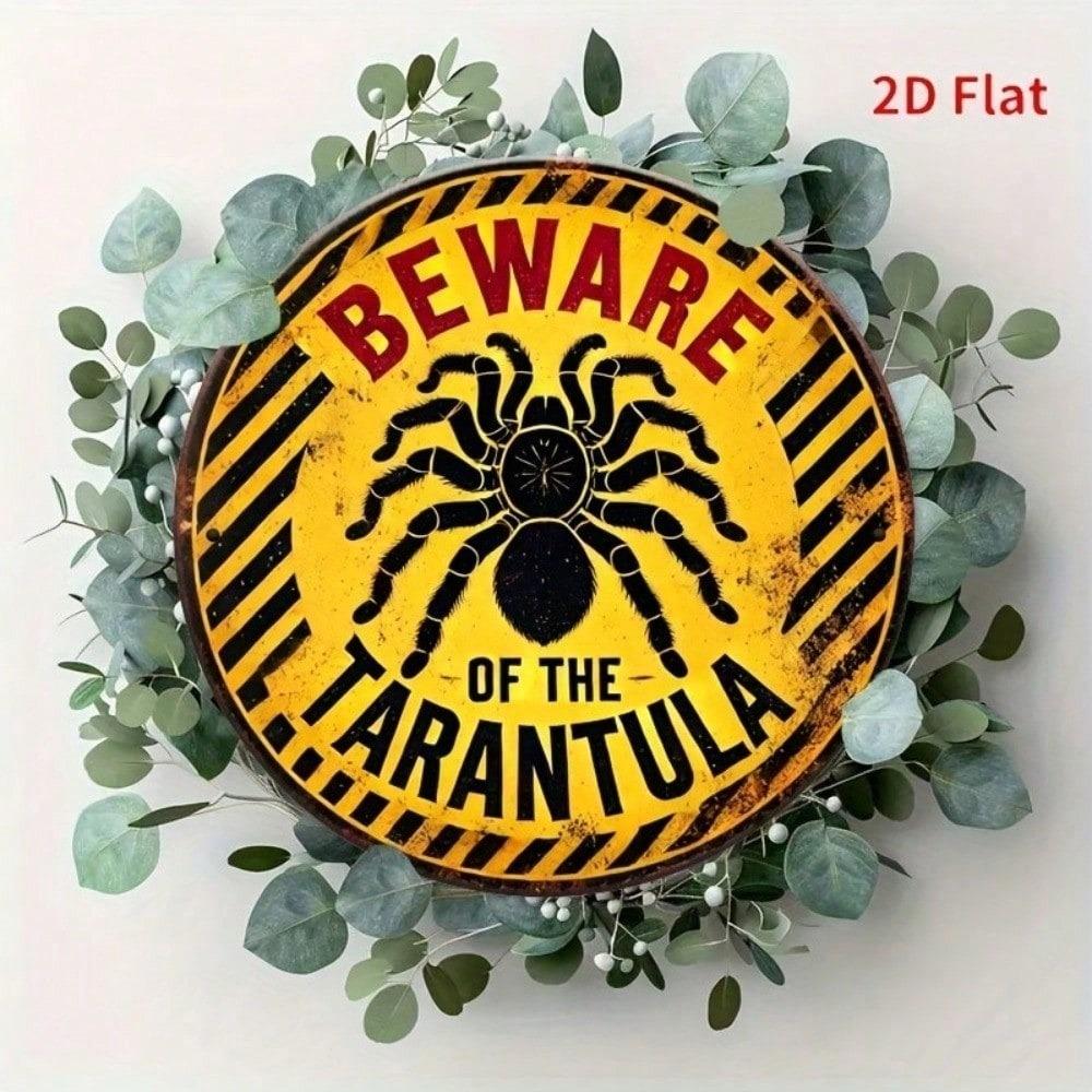 Round 8 Inch Aluminum Tin Sign Retro Metal Wall Art Vintage Tarantula Decor for Home Bar Garage