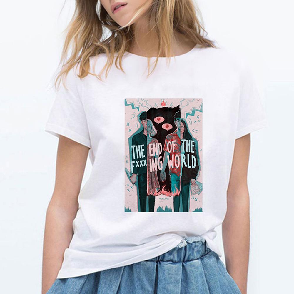 Summer Harajuku Streetwear T Shirt The End Of The World Printed T Shirt Women Aesthetic Clothes.Png