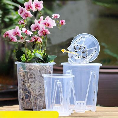 12cm for Orchid Plant Grow  Pot Transparent White Thickened Flowerpot Breathable Root Control Plant Plastic Tall Flower Pot B4