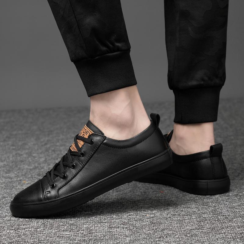 Male Comfortable All-match School Sneakers 2024 Genuine Leather Lightweight Men Casual Shoes High Quality Non-Slip Skate Shoes