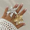 Overdreven Dubbellaagse Grote Bloemenring voor Vrouwen 2024 Persoonlijkheid Metaal Punk Feest Vingerring Sieraden Accessoires