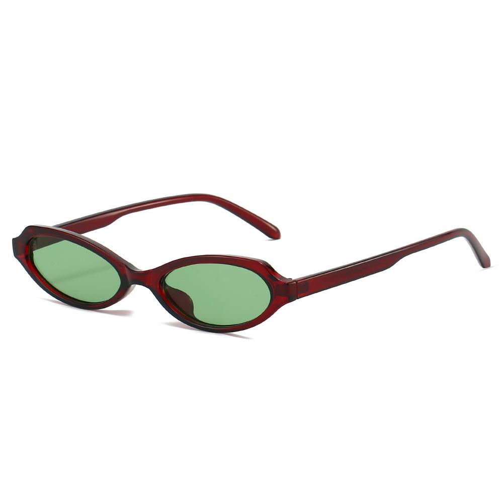 Korean Retro Brown Oval Frame Sunglasses Women New Small Frame Fashion Eyeglasses Personality Cate Eye Outdoor UV400 Sun Glasses