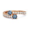 Bague contournée Double Pierre Topaze Bleue de Londres avec Accents - Argent Sterling 925 Plaqué Or Rose