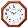 Seiko Clock Analog Wall Wooden Octagonal Brown Wood X X Cm KX247B, Radio-Controlled Clock, Frame, Design, Base, Dimensions 33.0 33.0 4.8