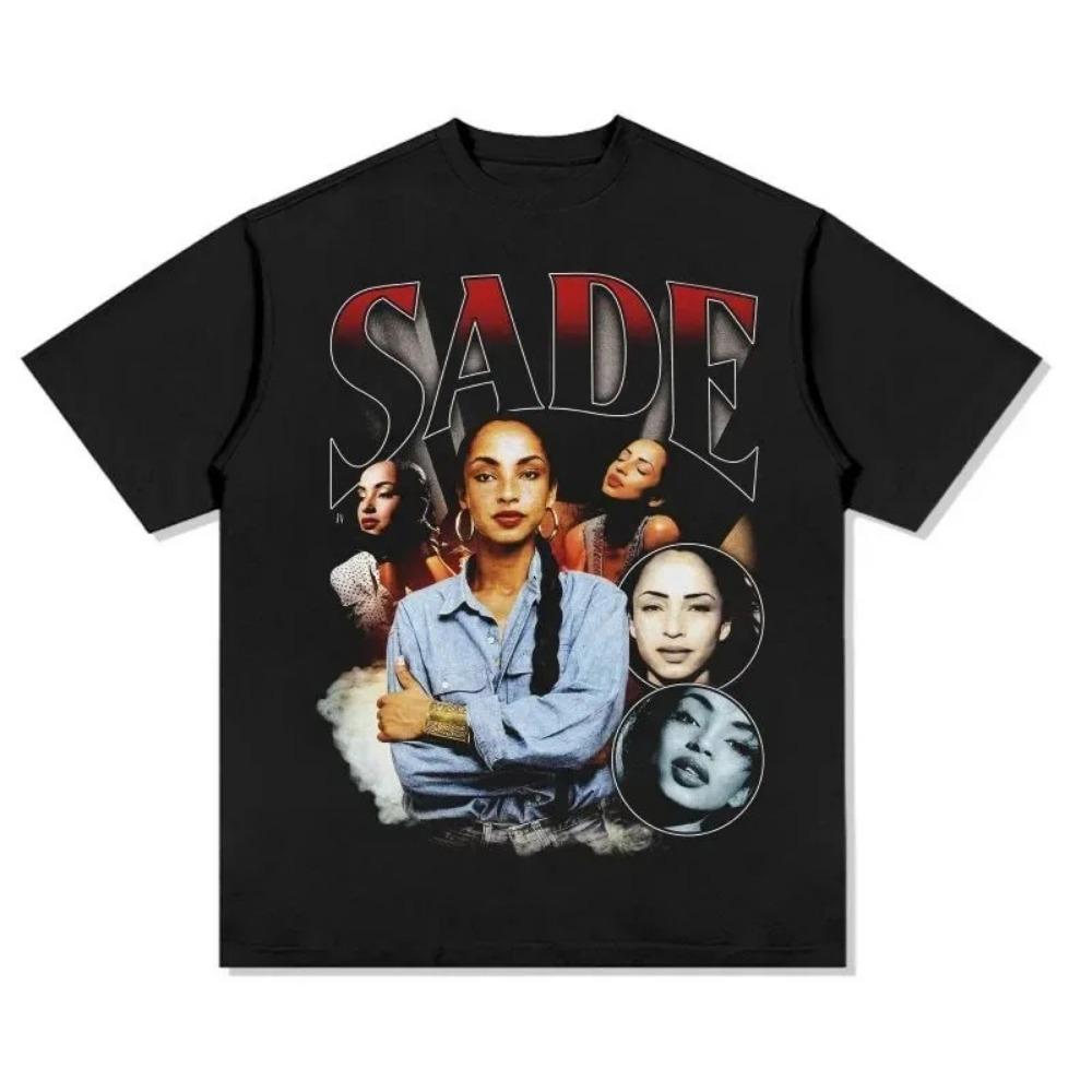 Fashion Black Graphic Print T-shirt Sade Kiss of Life Retro Style Graphic Novelty Men's and Women's Retro Top Tees