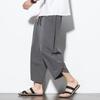 Baggy Loose Large Pocket Linen Pants for Men Oversize Cropped Harem Casual Trousers Male Streetwear Daily Summer Wear