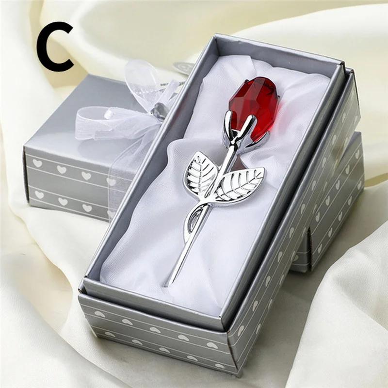 Cristal Verre Rose Fleur Figurines Artisanat Saint Valentin Faveurs X'mas Lovers' Cadeau Souvenir Maison De Mariage Décoration Ornements