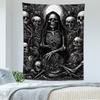 Gothic Skull Wall Tapestry Dark Aesthetic Bone Print Wall Hanging Halloween Themed Bedroom Home Decor