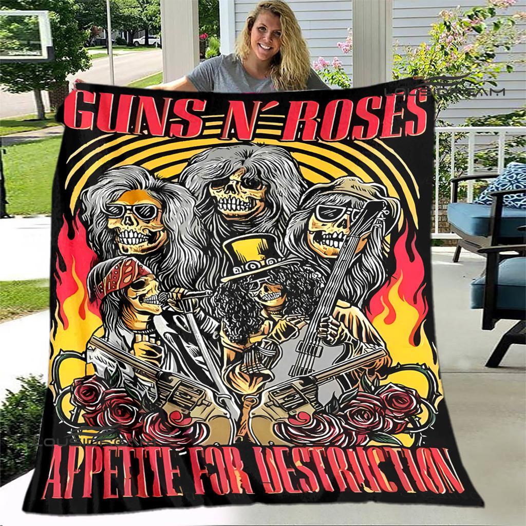 Guns n'roses band retrotryck filt Flanell Mjuk Komfortfilt Hem Resefilt Barn Varm Filt födelsedagspresent