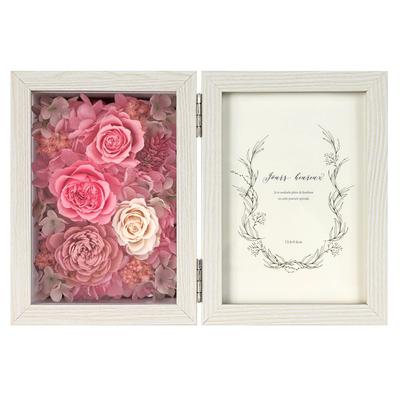 Nanairokan Conserveerde Bloemen Fotolijst, Perfect voor Pensioen, Bruiloften, Verjaardagen en Meer. Verticale fotostandaard met rozen (Roze)