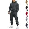 Set Pulover Hanorac cu Glugă pentru Bărbați, Sport Casual, Culoare Solidă, Mânecă Lungă