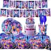 Monster Hunter Witch Party Set: Blue Plates, Cups, Tablecloth & Cutlery