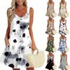 Women's Summer Dress With Pocket Sleeveless Floral Print Sundress