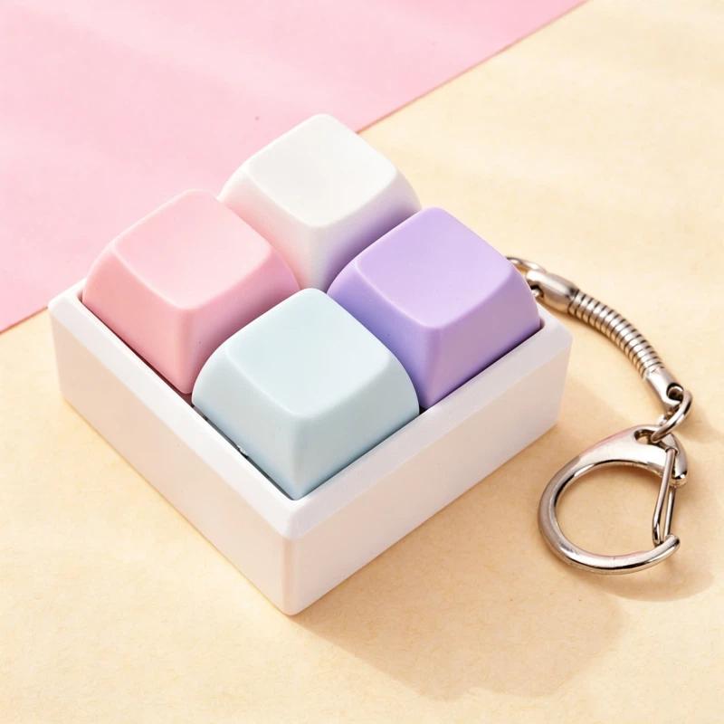 Mini 4 Keys Mechanical Keyboard Fidget Keychain Satisfying Click Sound For Stress Relief Work School Daily Use