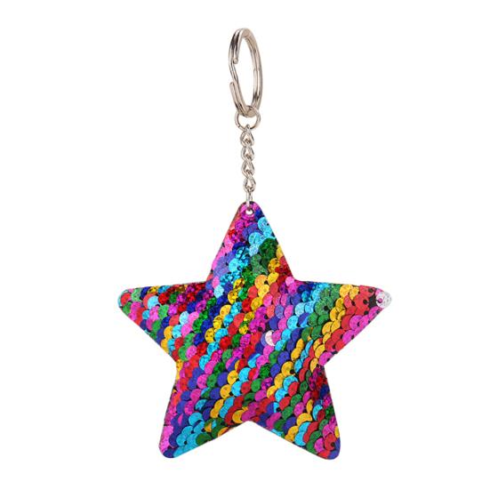 Frauen Glitzer Pailletten Stern Auto Schlüsselanhänger Schlüsselanhänger Tasche hängen Ornament Anhänger