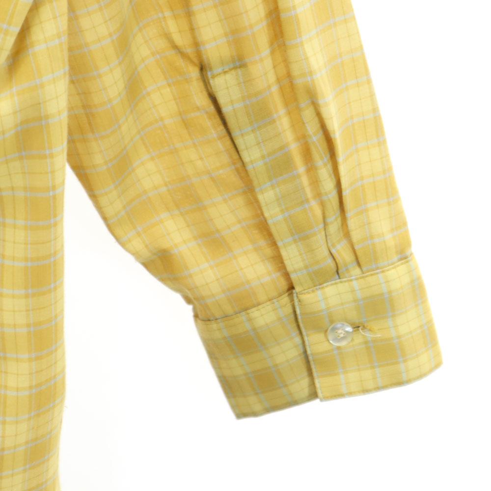 ARROW 60s Vintage Box Silhouette Check Pattern Long sleeve Open collar shirt Men's Used