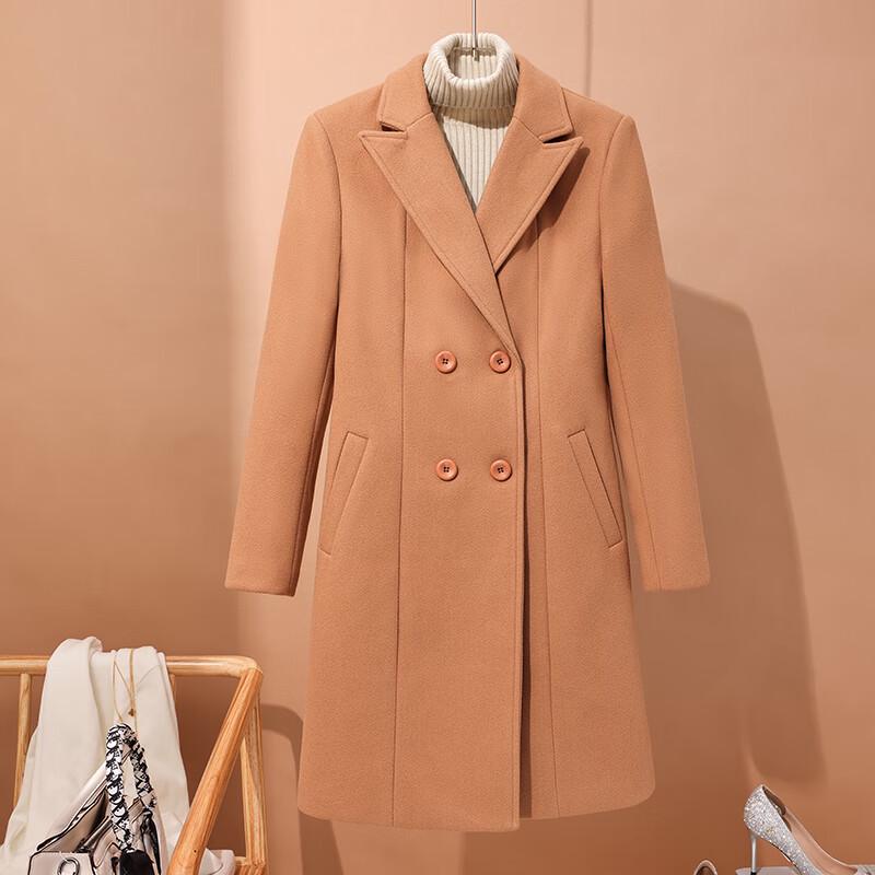 Women's Elegant Mid-Length Tweed Wool Blend Coat