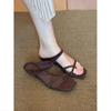 French Simple Retro Toe Slippers Women's Summer Wear 2025 New Flat Bottom Not Tired Feet Beautiful Cool Slippers