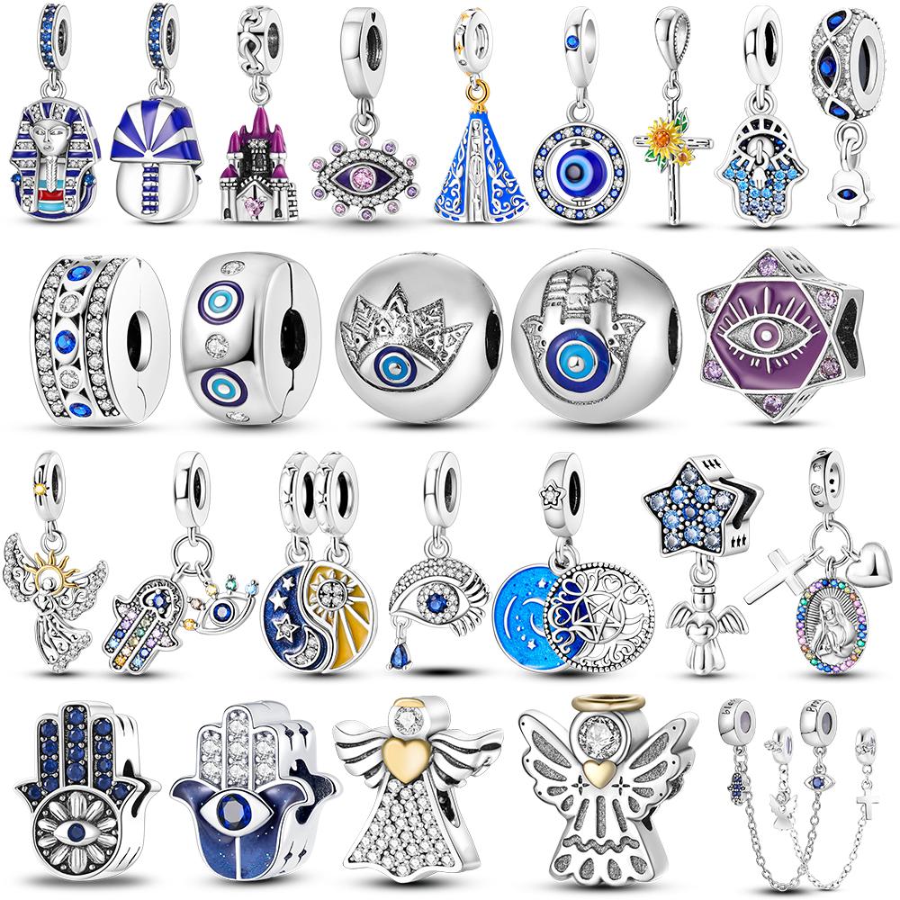 copper Plated Religion Virgin Mary Devils Eye Charm Bead Charms Jesus Charm Compatible With Authentic Bangle Bead Charms Pendent Dangle Bracelets Do