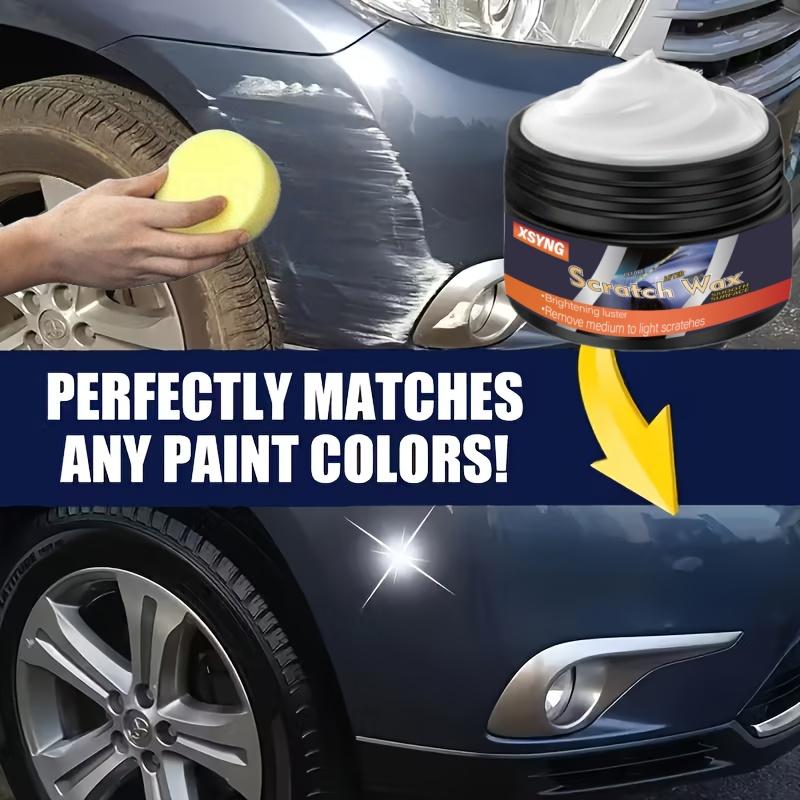 Car scratch repair wax, containing sponge wipe, repairs flaws and scratches, protects paint surfaces, suitable for various body colors