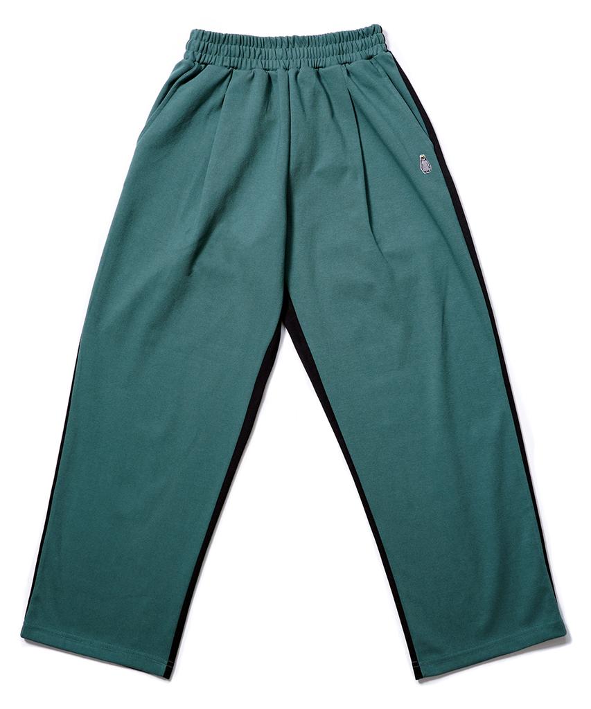 GAKKAI UNIONS One-Pleat Wide Sweat Mix Pants Dark Green/Black