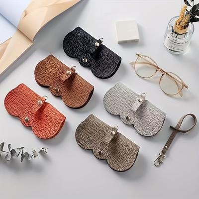 3Pcs Portable Sunglasses Protector Soft Leather Eyeglasses Clip Simple Glasses Holder Storage Bag
