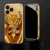 Premium galvanisiertes Glas-Handyhülle für iPhone 17 16 15 14 13 12 11pm Pro Plus. Hochwertiges goldenes, mit Diamanten besetztes Adlerdesign.