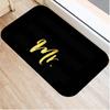 Black Gold Striped Welcome Door Mat Living Room Balcony Hallway Entrance Non-slip Rugs Bedroom Kitchen Laundry Room Floor Mats