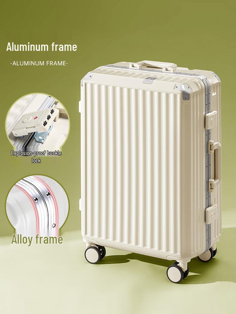 Aluminum Frame Suitcase with Silent Wheels - Wear-Resistant, 24-Inch Boarding Luggage for Students and Travelers