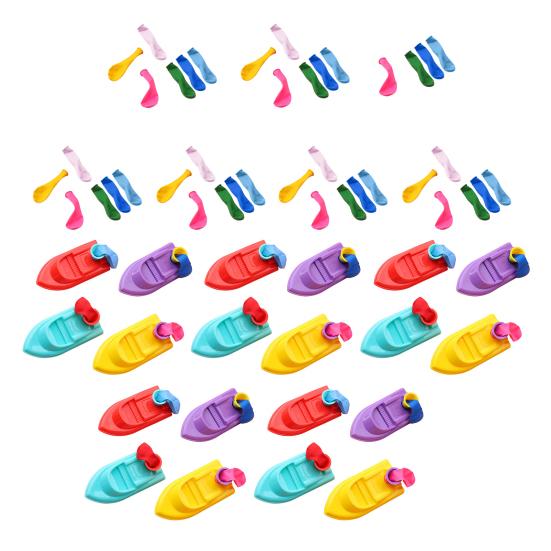 20Pcs Balloon Powered Boat Toy with 60 Balloons Educational Mini Ship Race Toy Children Science Experiment Exploration Classroom Learning Toy