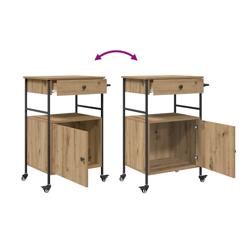 Kitchen Trolley Artisan Oak 56 x 43 x 89.5 cm Engineered Wood