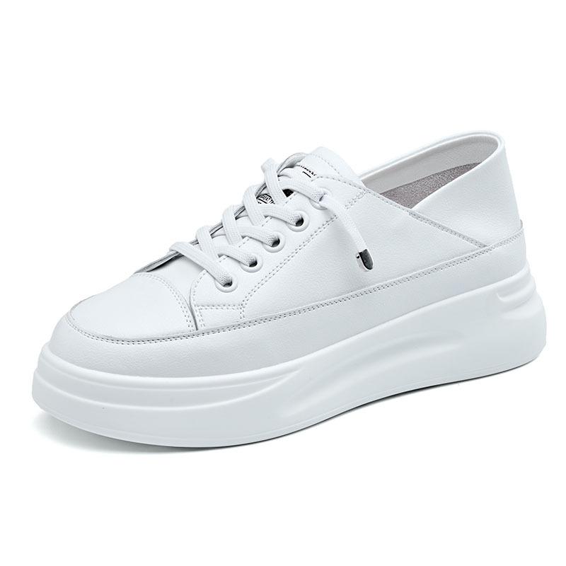 New Leather Little White Shoes Women's Casual and Lightweight Women's Shoes Trendy Women's Single Shoes Breathable Board Shoes Flat Shoes