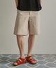 BEYOND CLOSET [Collection Line] Coated Texture Detail Carpenter Pants Beige