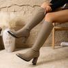 But Knee Boots Women's High-heeled Fashion Boots Winter New Thin High Boots Thick-heeled Large-size Boots