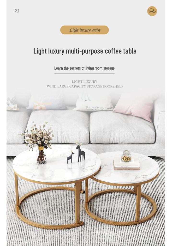 Modern Round Coffee Table - Simple Nordic Design for Living Room or Balcony