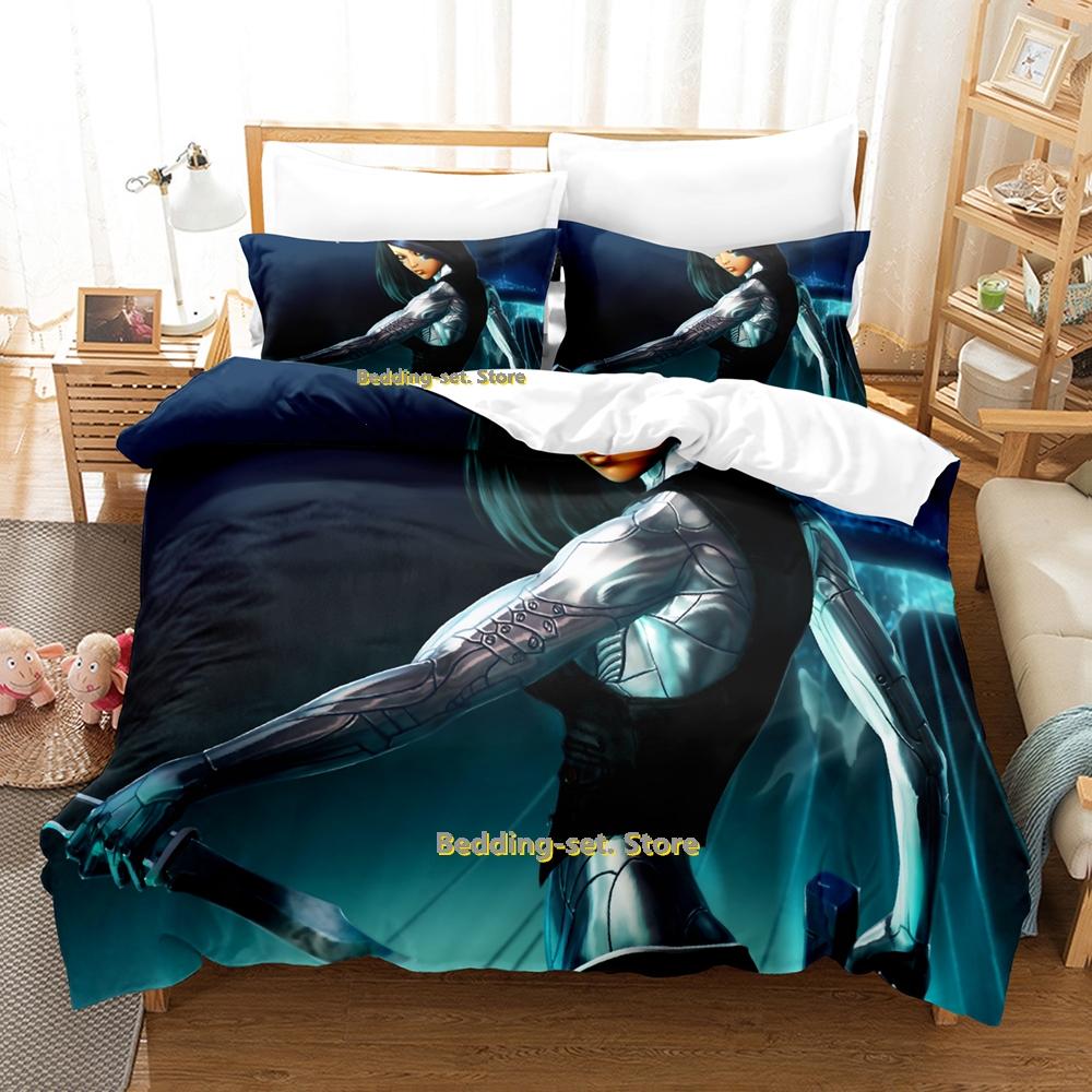 2024 Battle Angel Alita Bedding Set Single Twin Full Queen King Size Bed Set Adult Kid Bedroom Duvetcover Sets Anime Bed Sheet