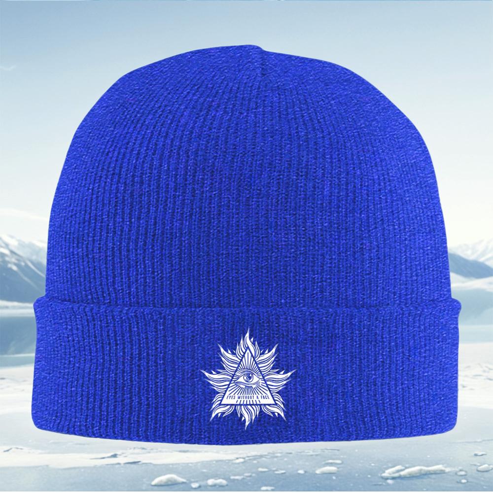 Eye Triangle Flames Lines Black White Men Women Unisex Knitted Hat Beanie Pullover Cap Winter Thermal Warm Christmas Outdoor Cyc