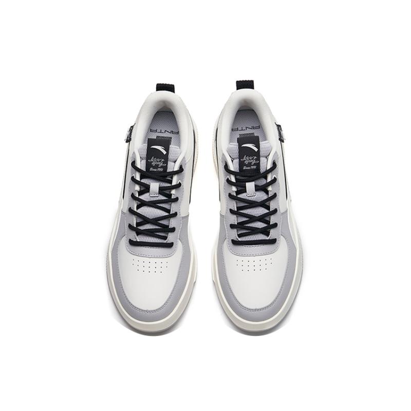 Anta Life Collection Anti-Slip Wear-Resistant Low-Top Skateboard Shoes White Gray Sneakers 912228012-2