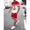 Two Men's Anchor Pattern 3D Printed Summer Suits