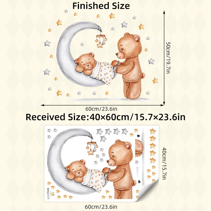 Small Elephant Moon Bear Self Adhesive Wall Stickers For Children'S Rooms, Bedrooms, Kindergartens, Decorative Wall Stickers