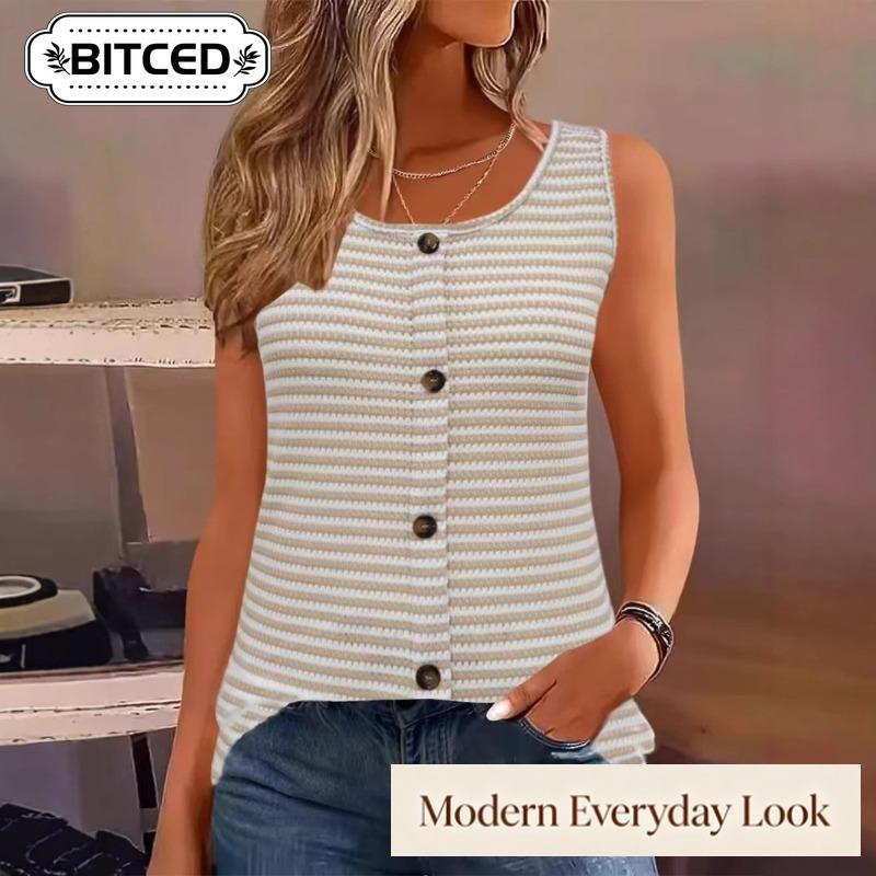 BITCED Women's Fashion Casual Sleeveless U-Neck Blouses & Shirts