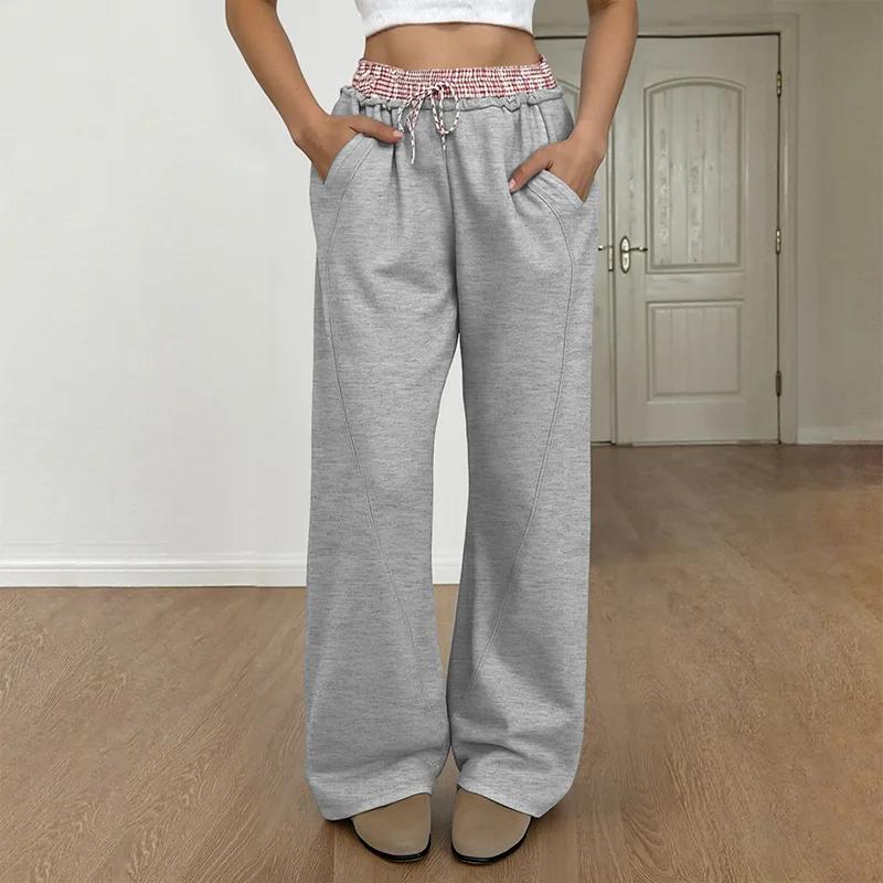 Sports Sweatpants Loose Wide-leg Elastic Waist Trousers High-waist Casual Pants for Women 2025 New