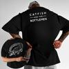 T-shirt Été 2025 Poisson-chat et Groupe Bouteille Hiphop Rock Mode T-shirt Graphique Homme Décontracté Lâche Coton