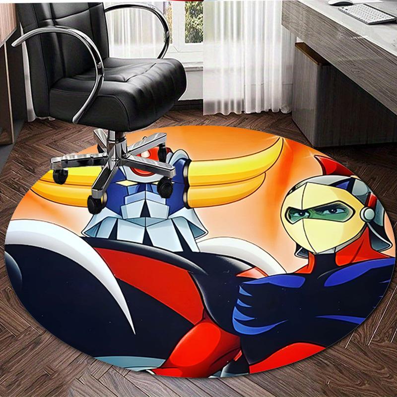 1pc UFO Robot Grendizer9 Print Round Carpet Chair Round Carpet Suitable for Bedroom Living Room Home Decorative Carpet