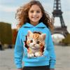 2024 Kids Clothes Cats Hoodies Pullover Outerwear Girl Clothes 2 To 8 Years Spring Fashion 3D Print Children's Full Sleeve Tops