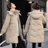 Damesjas voor de herfst en winter, ruim model, losvallend model met opstaande kraag, capuchon, middellang, dik en winddicht, verkrijgbaar in 6 kleuren.
