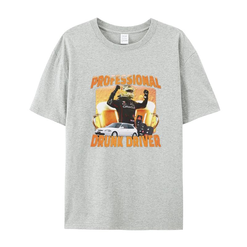 Professional Drunk Driver Funny T-shirt Men's and Women's Fashion Retro Short Sleeve Cotton Casual Fashion Trend Teen Clothing