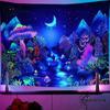 Fluorescent Mushroom Tapestry UV Fluorescent Cold  Wall Hung Decorative Room  Aesthetics Hippie